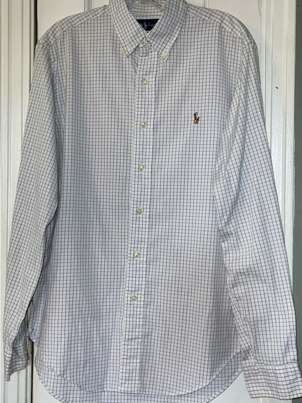 Polo by Ralph Lauren White Shirt with Blue Windowpane Check